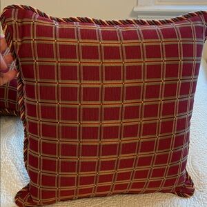 Elegant SILK  custom made Red and Gold designer Pillow. (1).